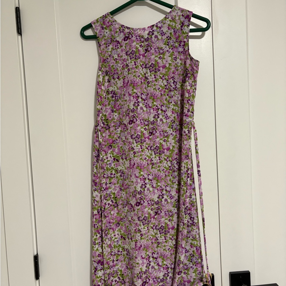 Vintage Floral Sleeveless Midi Dress in Purple and Green Size Medium - Picture 4 of 9
